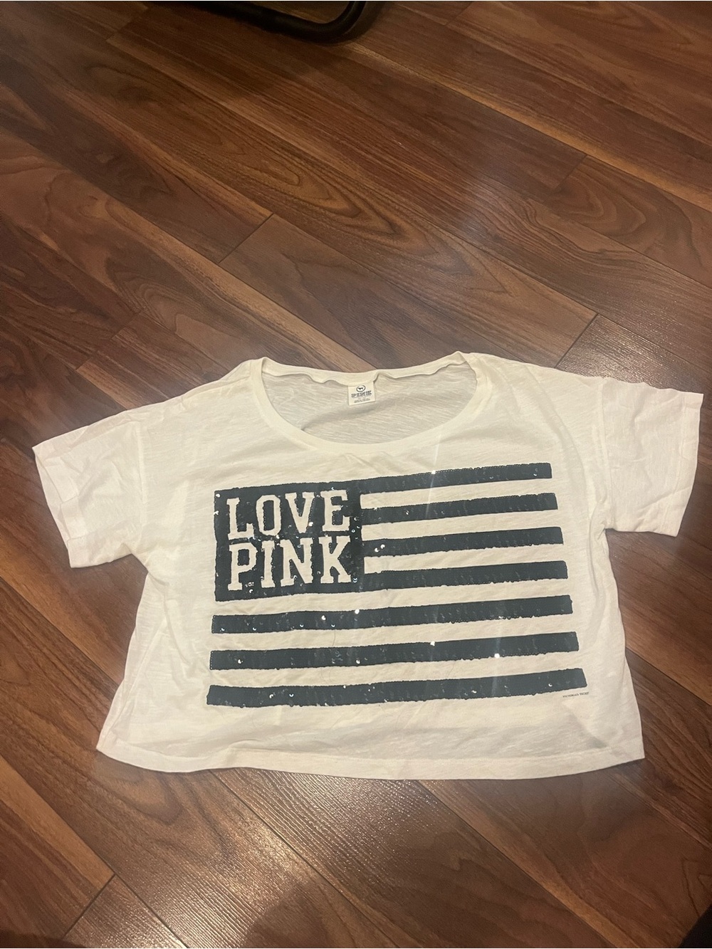 LOVE PINK Victoria's Secret White Graphic Tee - Cropped Y2K